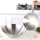 NonStick Frying Pan Wok Non-coated Cooking Pot Stainless Steel Wok Gas Stoves