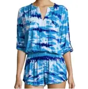 Young Fabulous Broke Womens Malik Romper Sz Medium Blue Tie Dye Boho Resortwear