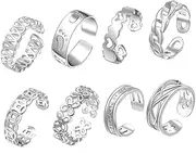 [WATIIFUFU] Unique Toe and Knuckle Ring Set Lady's Toe Jewelry Silver Plated Decorative Foot Ring