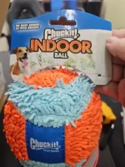 Chuckit! Indoor Fetch Ball Dog Toy (4.75 Inch), Orange and Blue