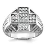 14k White Gold Men's Polished and Satin 1/2 carat Diamond Complete Ring