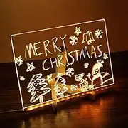 Acrylic Message Board, LED Message Board with 7 Colors and Stand, Acrylic Light Up Dry Board, Desktop Note Memo Illuminated Wordpad for Child Home School Office,