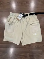The North Face Mens CLASS Belted Shorts Med Gravel Rip Stop Cargo 20 NWT $65