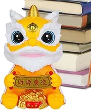 Chinese Lion Ornament - Small Solar Lion Craft Decoration,Decorative Desktop Lion Ornament, Swinging Toy for Dashboard Ornament