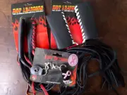 Hot Leathers Red&White Motorcycle Covers with Fringe + Vest Extender Lot of 3