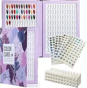 Acycoin2A 216 Nail Color Chart Display Gel Polish Color Book with 240 False Nail Tips and Number Sticker (A)