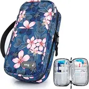 Leng Ke Insulin Cooler Travel Case with 2 Big Ice Packs for Longer Cooling Time - Portable Insulin Pen Case Keep Medicine Cool While Traveling, TSA Approved Medication Cooler Bag (Pink Flower)