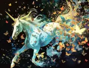 5D Diamond Painting Butterfly Burst White Unicorn Kit