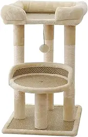 Cat Tower for Indoor Cats with Scratching Board, Cooler Pad on Bottom Toy Ball Multi-Level Cat Furniture with Scratching Post Small Cat Tower for Indoor Use