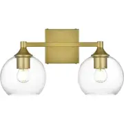 Living District LD7308W16BRA Foster 2 Light 16 inch Brass Bath Sconce Wall Light
