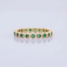 Natural Emerald Gemstone Mini Women Ring Solid 10K Yellow Gold Ring