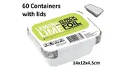 60x Small Foil food Container Tray & Lid Roasting BBQ Takeaway Oven Trays