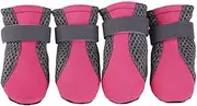 4PCS Dog Boots Paw Protector, Slip Dogs Boots Paw Protector for Summer Dog with Reflective Pavement, f Shoes Hot Straps