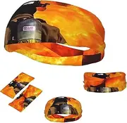 FJWSLCH Firefighter Fireman Flame Headbands for Women Men Non Slip Workout Sweatbands Adjustable Sports Hair Bands Elastic Head Bands Moisture Wicking Hairband for Running, Cycling, Yoga, Spa
