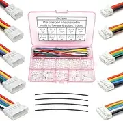 ZH 1.5MM Male Female Connectors and 28AWG Pre-Crimped Silicone Cables kit, ZH1.5 Connector Socket 2/3/4/5/6 Pin Housing JST Adapter Cable Connector with Length of 160mm (6.3inch) Wire Cable