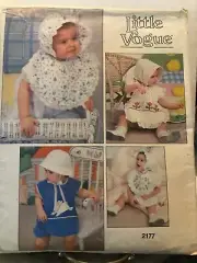 Vogue Pattern 2177 TODDLERS BIBS & BONNETS OS Unisex ""Little Vogue" VTG