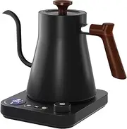 Electric Gooseneck Kettle 0.9L with LCD Display, 304 Stainless Steel Pour-Over Coffee & Tea Hot Water Boiler, Automatic Temperature Control, 1200W Quick Heating Tea Pot