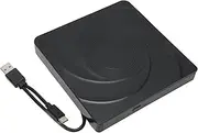 External DVD Drive, CD Drive Dual Connectors USB 3.0 Type C, Portable CD RW Drive, DVD Player for Laptop, PC Win, OS X, Optical Disk Drive CD Player