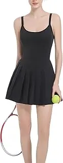 [ANKICK] Womens Tennis Dress Built with Bra and Shorts Workout Romper Athletic Bodycon Sleeveless Skirt