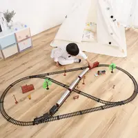 在飛比找樂天市場購物網優惠-火車軌道復古蒸汽火車玩具高鐵小火車3歲男孩仿真電動軌道古典模