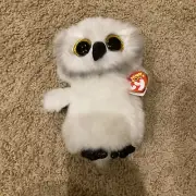 TY Beanie Boos - AUSTIN the White Owl (Glitter Eyes) (6 inch) - MWMTs Boo Toy