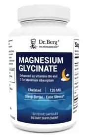 Dr. Berg's Magnesium Glycinate - Fully Chelated with Vitamin D & B6, 150 Veg Cap
