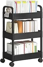 3-Tier Rolling Storage Cart – Mobile Utility Organizer with Lockable Wheels, Durable Metal Frame | Space-Saving Trolley for Kitchen, Bedroom, Living Room, Bathroom, Ideal for Snacks, Office Supplies,