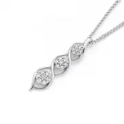 9ct White Gold Diamond Swirl Pendant