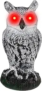 Lesunbak Simulation Owl Garden Ornaments, PP Owl To Keep Birds Away, Owl Decoy Scarecrow To Scare Birds Away, Bird Control For Garden Yard And Outdoor Decor - 13x13x27cm