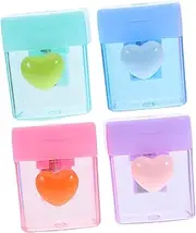 SHINEOFI 4pcs Hand Held Small Pencil Sharpener Single Hole Manual Sharpener Cute Heart Pencil Sharpener for Classroom Back to School Supplies Party Favors