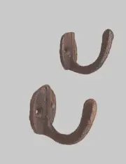 Two (2) Small Cast Iron Robe Coat Hook Rust 1 1/2" Tall Two (2) 0170-01203