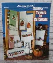 TOWELS TO CELEBRATE cross stitch leaflet STONEY CREEK Easter Fall 4th Leprachaun