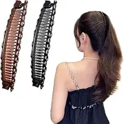 2 Pcs Banana Hair Clips for Fine Hair and Thick Hair, Fishtail Small Banana Hair Clip,for Women Banana Clip Double Comb Long Hair Clips Ponytail Hair Comb Banana