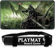Cleaneat MTG Playmat with Portable Playmat Tube, TCG Playmat 24""x14"" with Battle Zone, Magic Playmat Commander Deck Gaming Mat for Beginner (Death Knight)