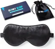 Sidney Sleep Sleep Mask, 100% Mulberry Silk Soft Eye Masks with Silk Strap (Black)