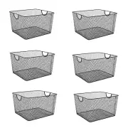 Ybm Home Wire Mesh Open Bin Basket Black 10 in. L x 9 in. W x 6 in. H 6 Pack