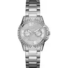 AUTHENTIC GUESS LADIES' SASSY WATCH SILVER TONE RRP:$349 W0705L1 Brand New