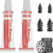 NORSHIRE Tire Repair Glue Super Glue Rubber Cement for Side bonding or tire Leakage can be Used on Multiple Types of Tires Also can be Used as Gasket Sealers 12ML*2 Black