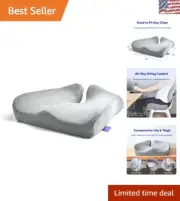 Ergonomic Charcoal Memory Foam Seat Cushion - Hip, Tailbone & Sciatica Relief
