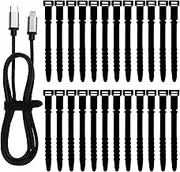25Pack Reusable Cable Zip Ties, 4.5 Inch Elastic Silicone Cord Organizer Straps for Bundling and Organizing Phone Charging, Cable Wire, Headphones, Management Home Office Table (Black)