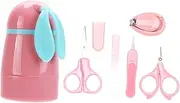 QUMIIRITY 5pcs Nail Care Set Safe Manicure Kit for Boy Girl Lightweight Portable Nail Clippers Scissors File for Newborns Pink