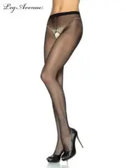 Leg Avenue Black Sheer Crotchless Pantyhose stockings Plus Size 16-22