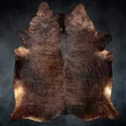Extra Large Dark Brindle Cowhide Rug Size 6.8x7.8 ft---4841