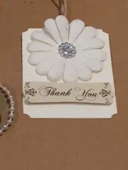 Handmade crafted vintage gerbera wedding 'Thank you' gift tags with twine.