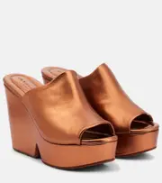 [Clergerie] Clergerie Dolcy metallic leather platform mules AU 4 metallic