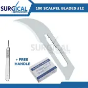 100 Scalpel Blades #12 Surgical Dental ENT Instruments with Free #3 Handle H-Q