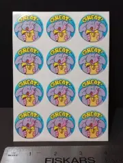 Vintage Stickers TREND Scratch N Sniff Sticker Sheet 80s ELEPHANT PEANUT Glossy