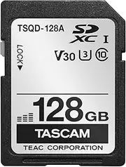 TASCAM TSQD-128A SD Card, 128GB, SDXC Class 10, UHS-I, U3, V30, Verified to Work with TASCAM Products