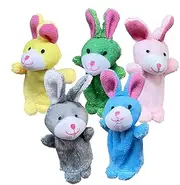 Finger Puppets | Stuffed Bunny Finger Toy Set of 5 | Soft Plush Animals Puppet Toys for Kids Boys Girls for Shows, Playtime, Schools