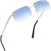 [grinderPUNCH] Small Slim 90's Popular Nineties Rectangular Sunglasses Clear Rimless Eyewear